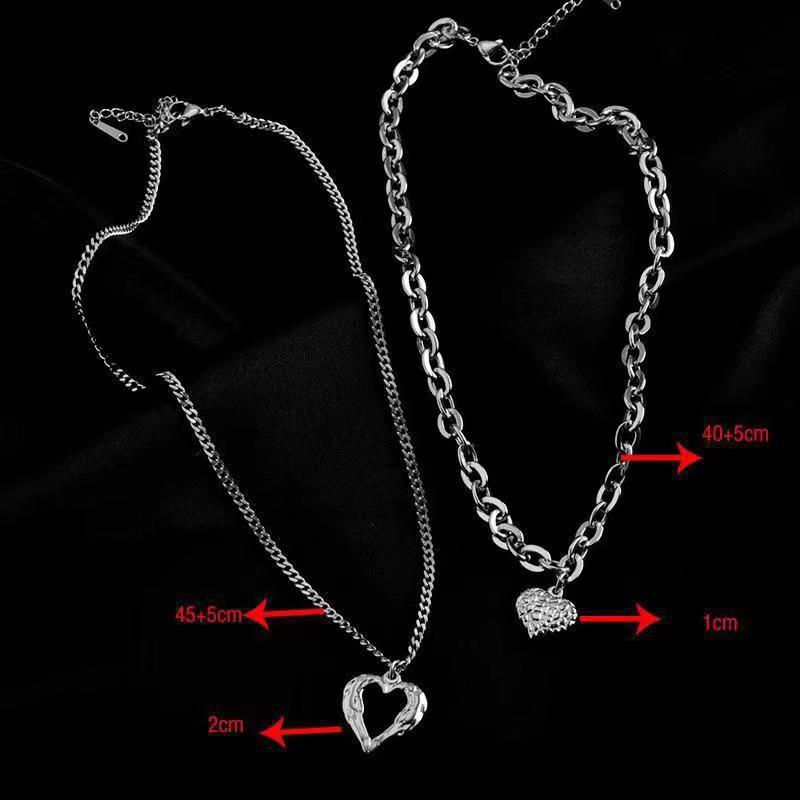 Titanium Steel Angel Wings Love Necklace Irregular Folds 2 Heart Love Jewelry Gym From House Silver 2 Piece Set