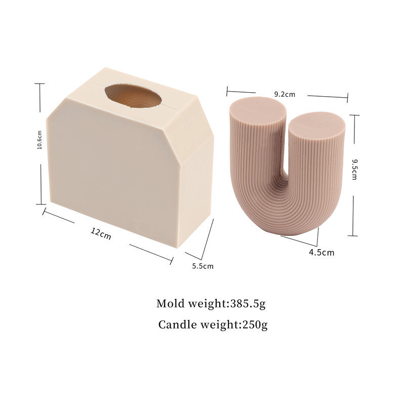 New Striped Silicone Aromatherapy U-shaped Candle Mold House Gym From House Small