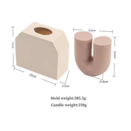 New Striped Silicone Aromatherapy U-shaped Candle Mold House Gym From House Small