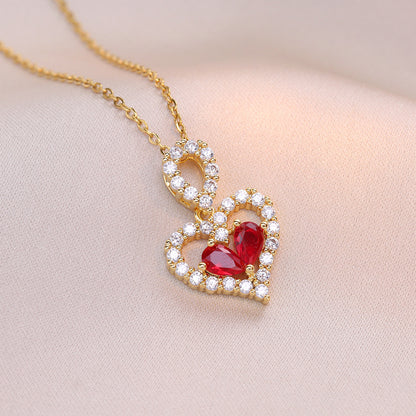 Exquisite Luxury Rhinestone Crystal Heart Pendants Necklaces Jewelry dealsniper-net X1385 Red Heart Necklace