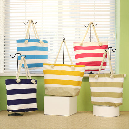 Striped Beach Bag Casual Large Capacity Women Shoulder Bags Women DealSniper.net
