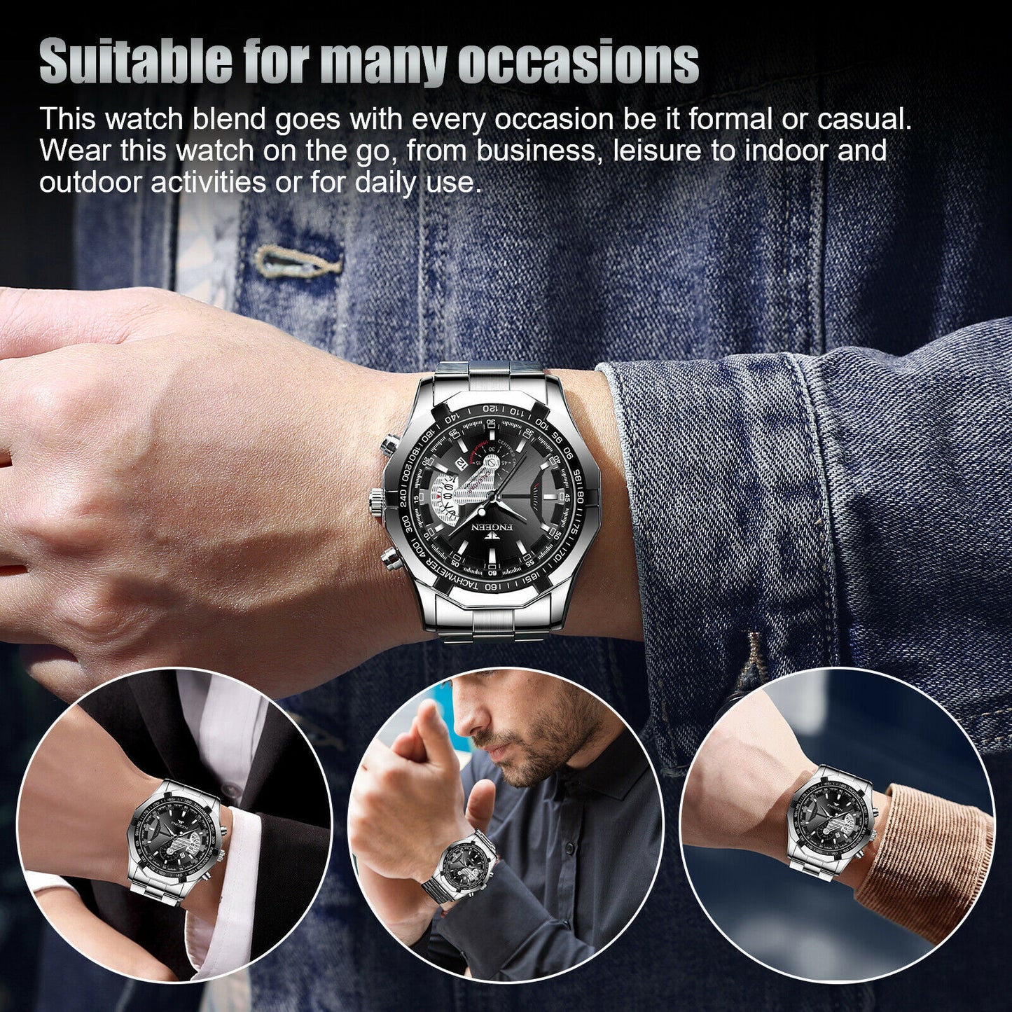 Classic Silver Watch For Men Quartz Analog Wristwatch Stainless Steel Business Jewelry dealsniper-net