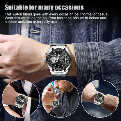 Classic Silver Watch For Men Quartz Analog Wristwatch Stainless Steel Business Jewelry dealsniper-net