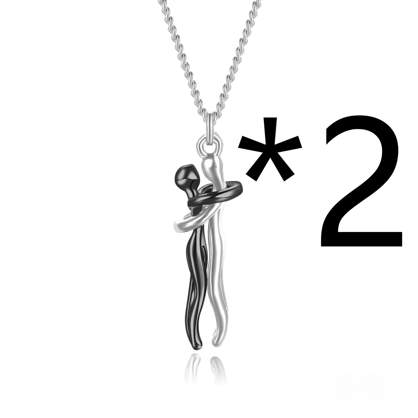 Affectionate Hug Necklace Couples Gift Fashion Pendant Necklace Jewelry dealsniper-net 2pcs Black2 L