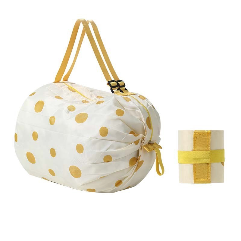 Large Capacity Shopping Bags Portable Foldable Women dealsniper-net Yellow dots