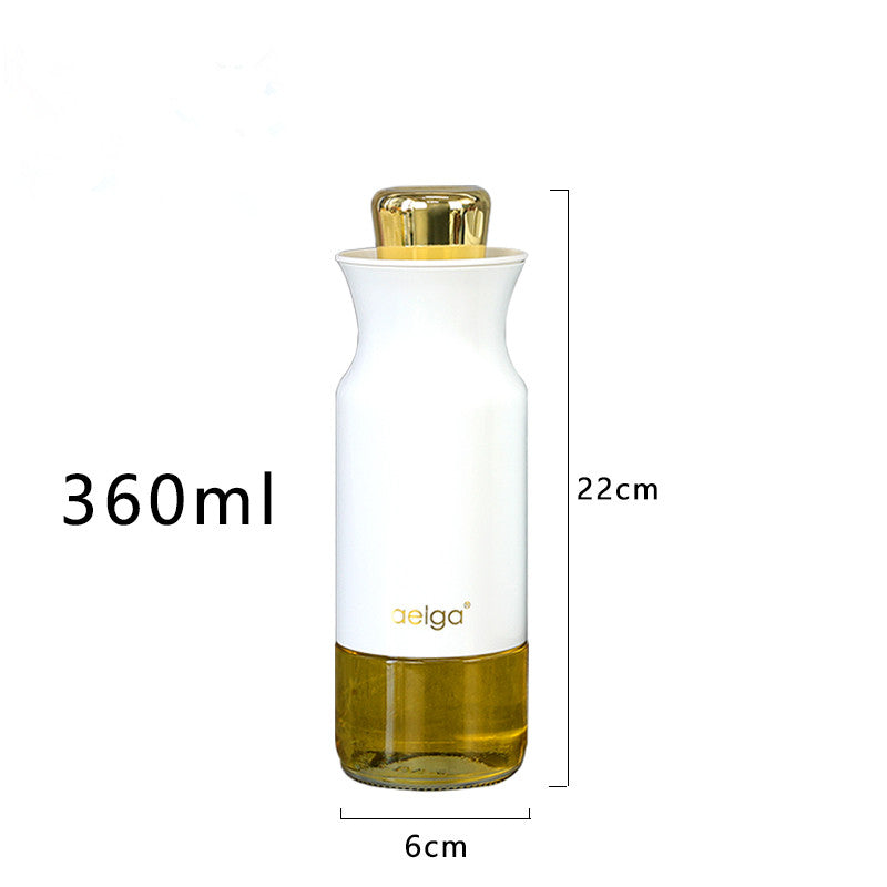 Glass Oil Bottle Stainless Steel Color Kitchen Seasoning Bottle Kitchen dealsniper-net A