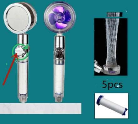 New Turbo Propeller Shower Head Water Saving High Pressure Flow