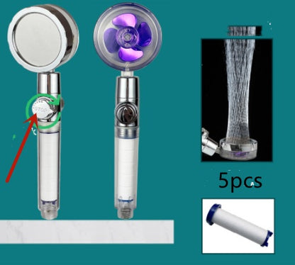 New Turbo Propeller Shower Head Water Saving High Pressure Flow