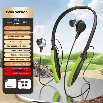 Neck Wireless Bluetooth-compatible Earphones 9D Stereo Electronics dealsniper-net Black With Green