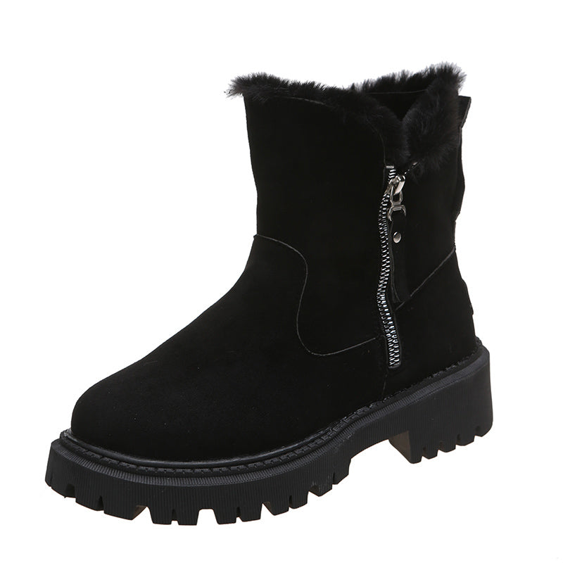 Thick Plush Snow Boots Women Faux Suede Non-slip Winter Shoes Women DealSniper.net Black Size35