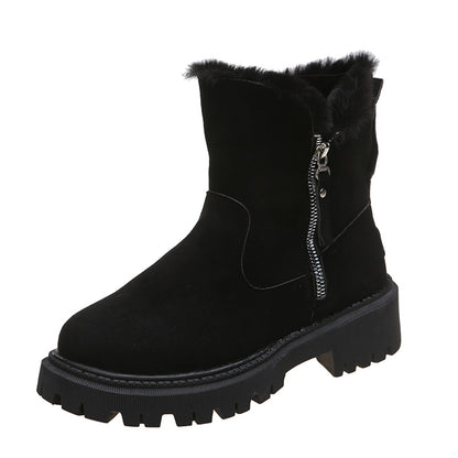 Thick Plush Snow Boots Women Faux Suede Non-slip Winter Shoes Women DealSniper.net Black Size35