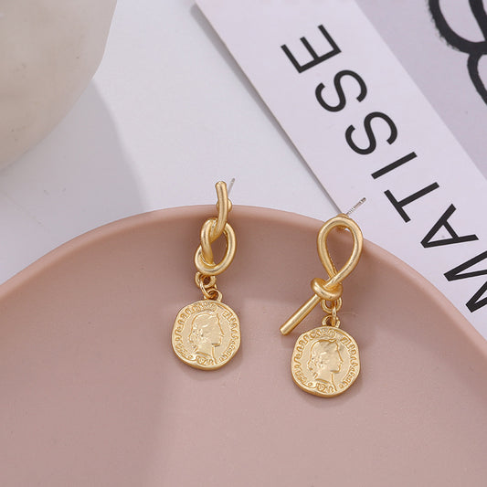 New Vintage Matte Irregular Earring Creative Head Earrings Jewelry Gym From House