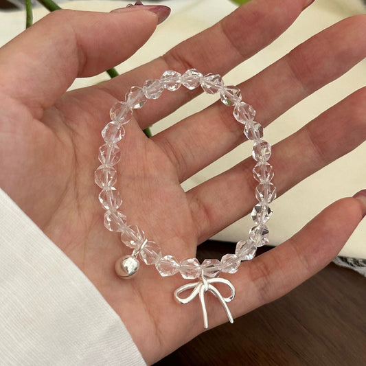 Y2K Transparent Crystal Bow Pendant Bracelet For Women Jewelry dealsniper-net