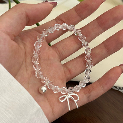 Y2K Transparent Crystal Bow Pendant Bracelet For Women Jewelry dealsniper-net Silver