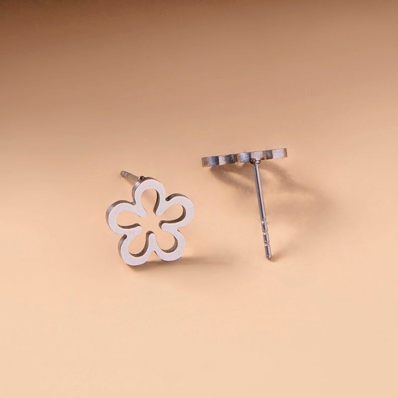 Dainty Silver Flower Stud Earrings Fashion Gifts