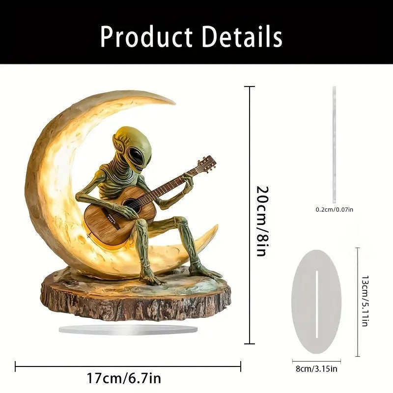 Alien Moon Guitarist Acrylic Home Office Decorations Ornaments Home Decor Gym From House