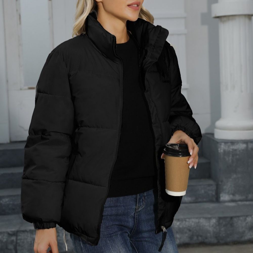 Winter Coat Women Casual Windproof Down Cotton Coat Women dealsniper-net Black L