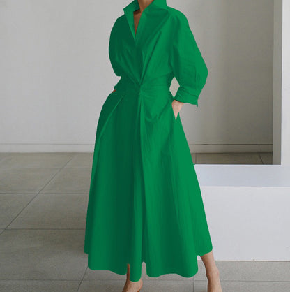 Long-sleeve Blouse Elastic Waist Swing Dress Women DealSniper.net