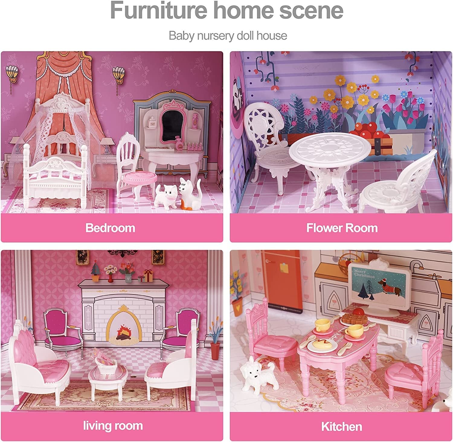 3 Levels Wooden Dollhouse Dreamhouse Girls Gift Kids dealsniper-net