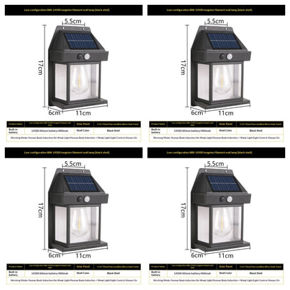 Outdoor Solar Tungsten Wall Light With Motion Sensor IP65 Outdoor DealSniper.net Black Style14500 4PCS