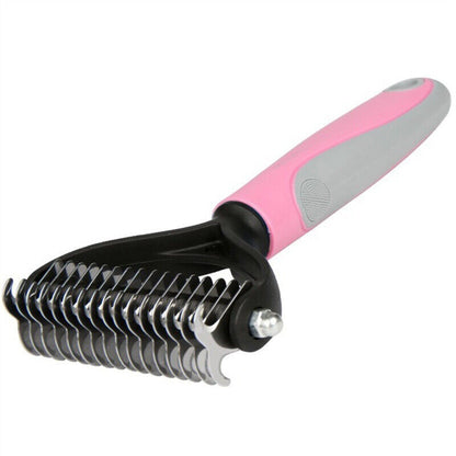 Grooming Brush For Pet Dog Cat Deshedding Tool Rake Comb Fur Remover Pets dealsniper-net Pink