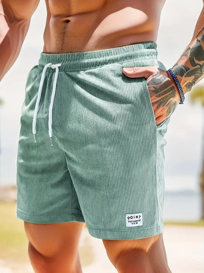 Lace-up Drawstring Shorts Summer Corduroy Sports Short Pants Mens Clothing Men dealsniper-net 2XL Green 1PC