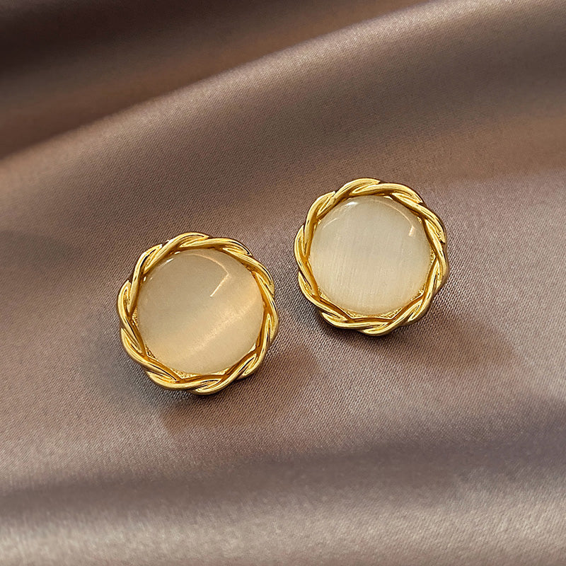Cat's Eye Flower Earrings High Sense Geometry Earrings Jewelry Gym From House