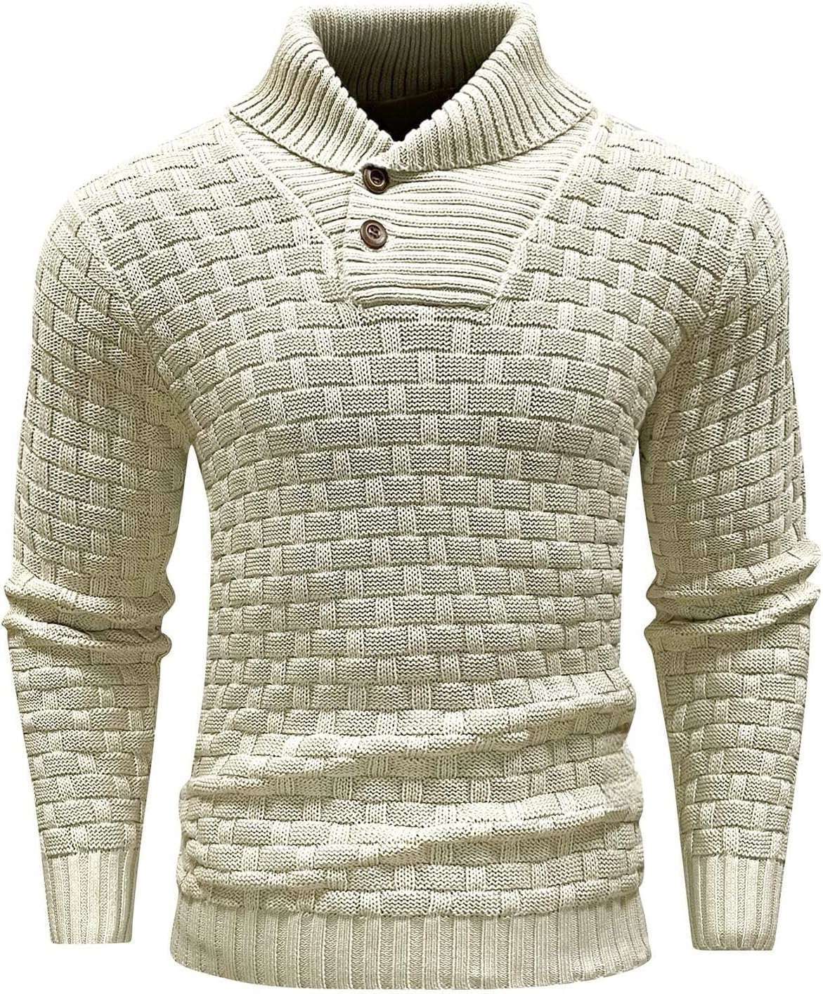 Men's Slim Turtleneck Sweater With Button Design Fashion Men DealSniper.net Light Yellow L