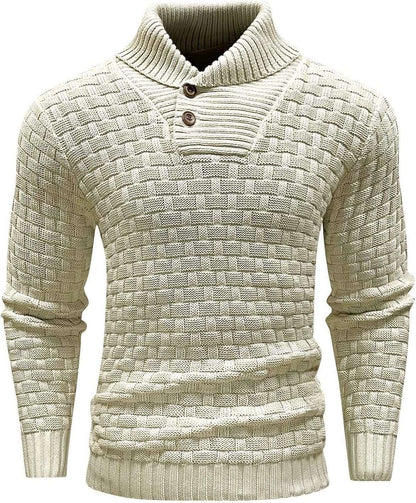 Men's Slim Turtleneck Sweater With Button Design Fashion Men DealSniper.net Light Yellow L