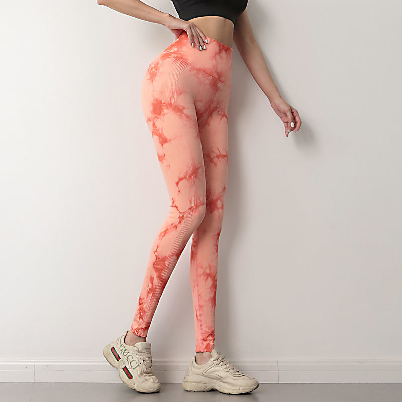 Tie Dye Leggings Women Fitness Yoga Pants Seamless Women Gym From House Red L