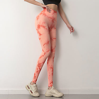 Tie Dye Leggings Women Fitness Yoga Pants Seamless Women Gym From House Red L