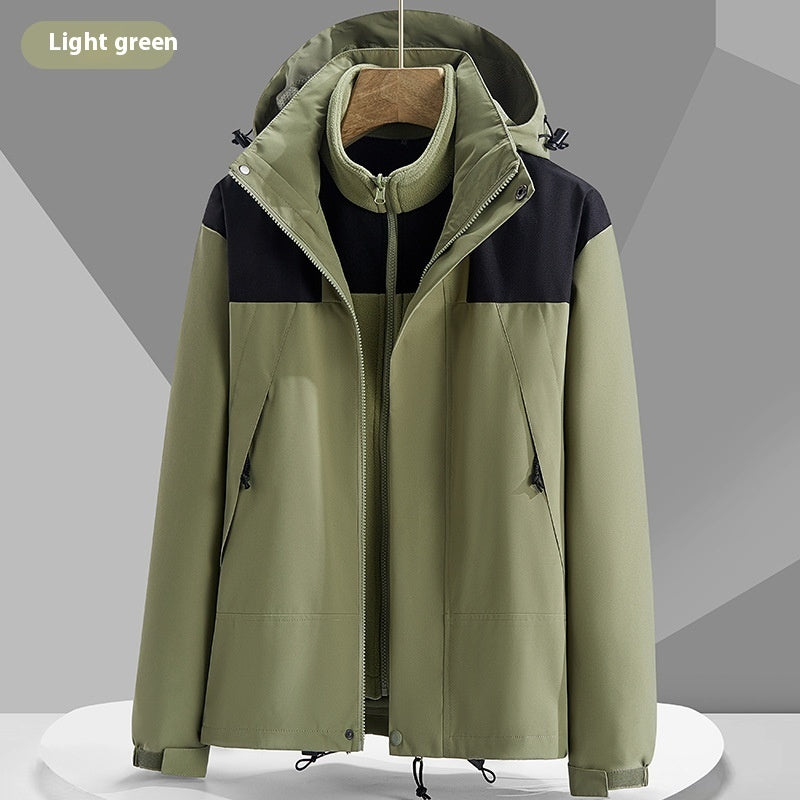 Hooded Windbreaker Unisex Fashion Color block Men DealSniper.net Three in one light green 2XL