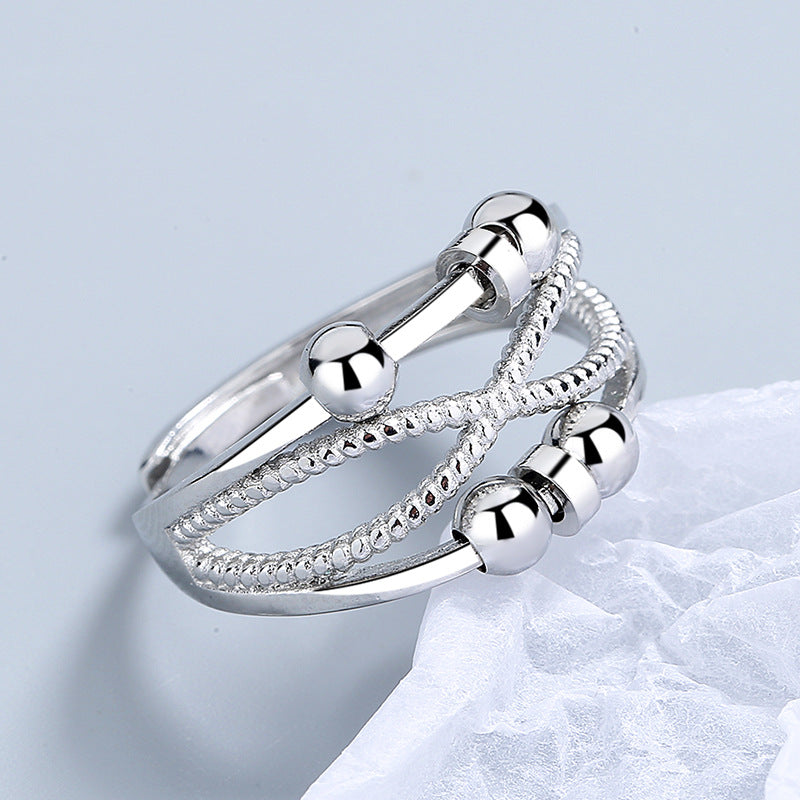 Double-layer Hollow Line Rotatable Ring Women Jewelry dealsniper-net