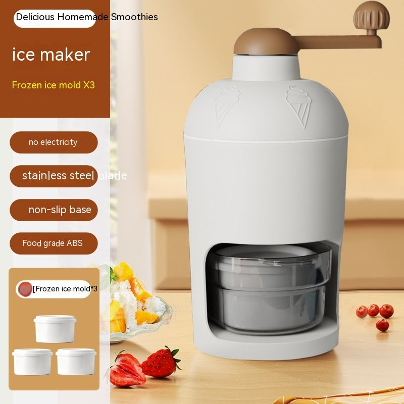 Manual Ice Crusher Household Small Ice Crushing Kitchen dealsniper-net 3 Ice Molds White