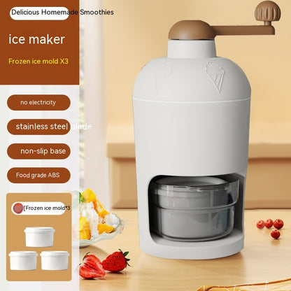 Manual Ice Crusher Household Small Ice Crushing Kitchen dealsniper-net 3 Ice Molds White