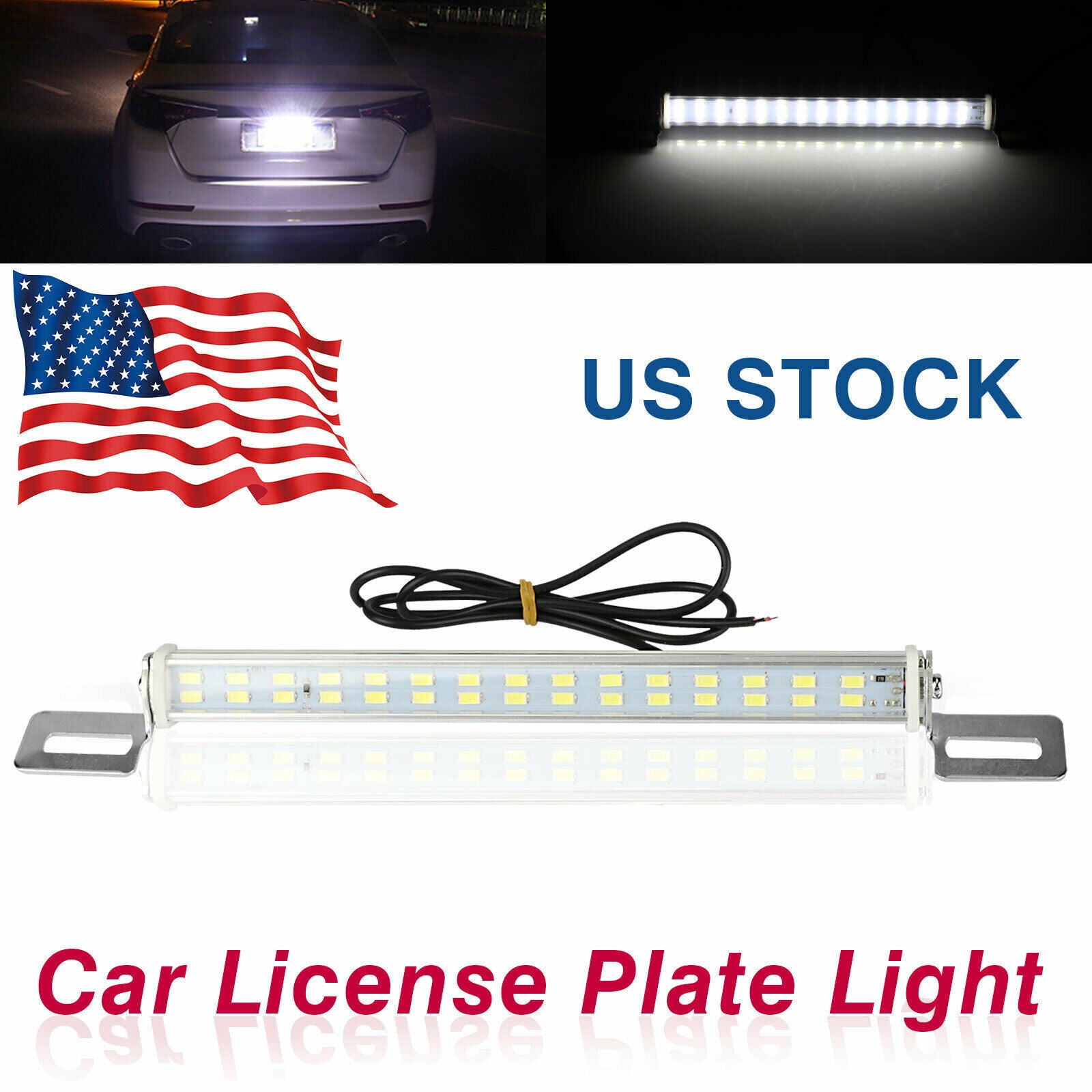 Universal License Plate LED Lamp Back Light Bar For Car SUV Truck RV 6000K White Vehicle dealsniper-net White Aluminum