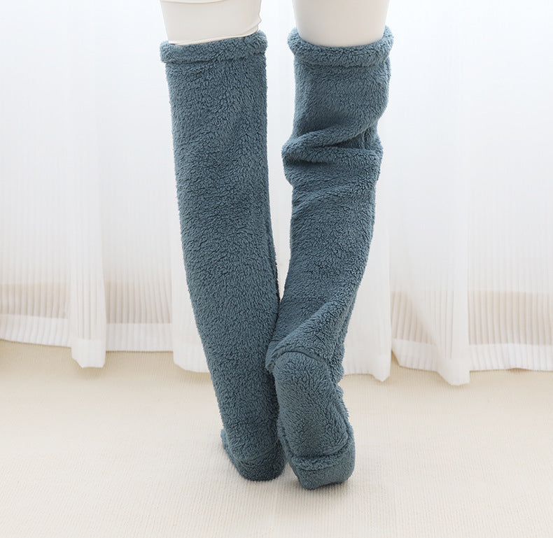 Over Knee High Fuzzy Long Socks Winter Warm Cold Leg Knee Joint Cold-proof Stockings Home Floor Sleeping Socks Men dealsniper-net