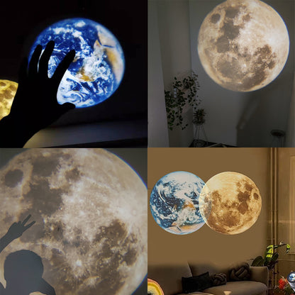 2 In 1 Star Projector Earth And Moon Projection Lamp 360 Rotating Bracket