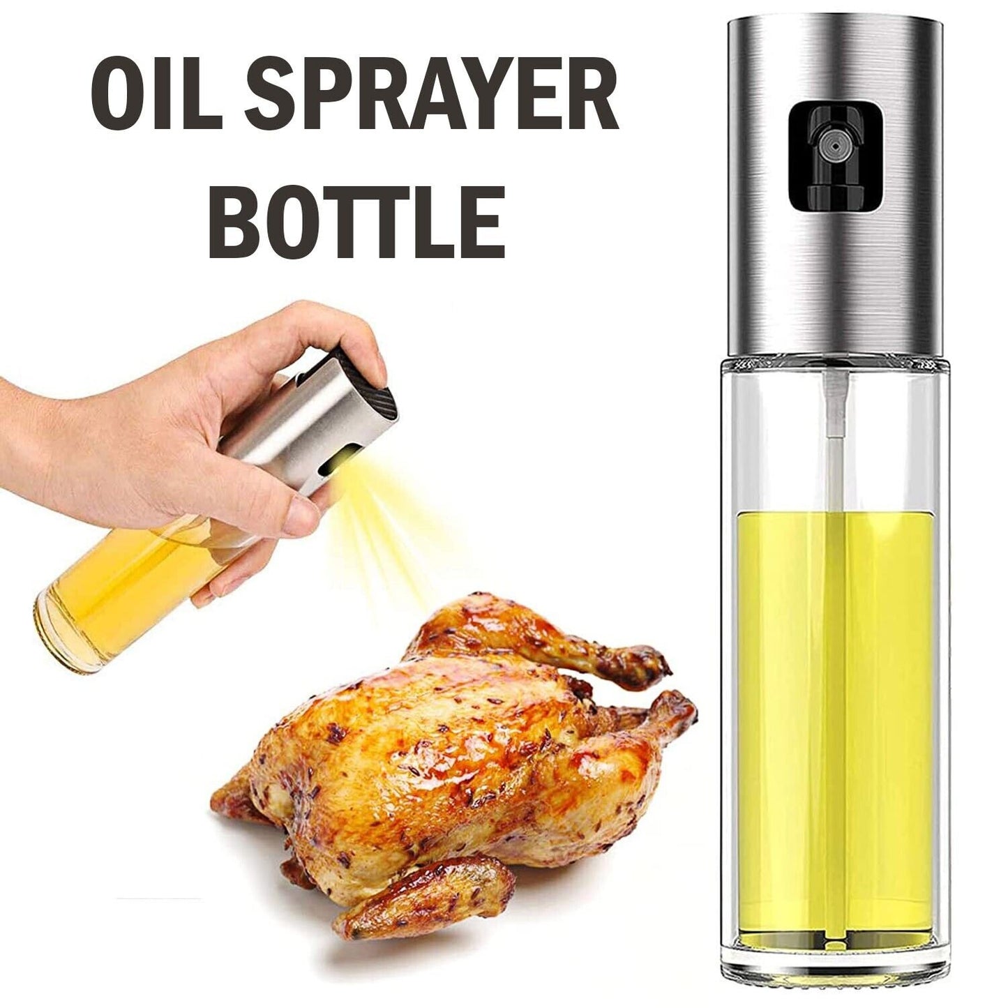 Olive Oil Sprayer Mister, Portable Spray Bottle Oil Sprayer For Cooking & Baking Kitchen DealSniper.net Clear