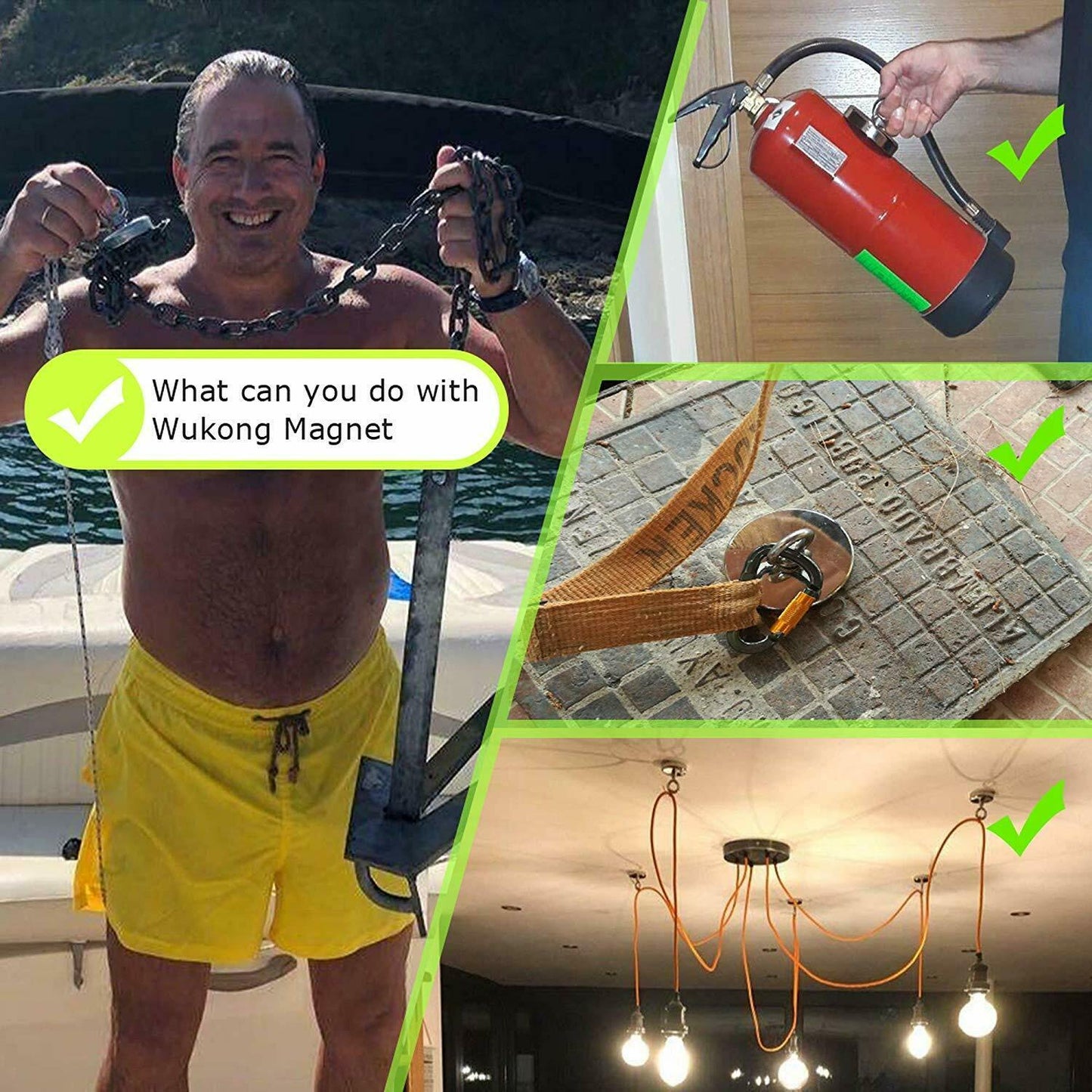 Fishing Magnet with Lifting Ring Magnetic Retrieving Lake Treasure Hunt Collects Outdoor DealSniper.net