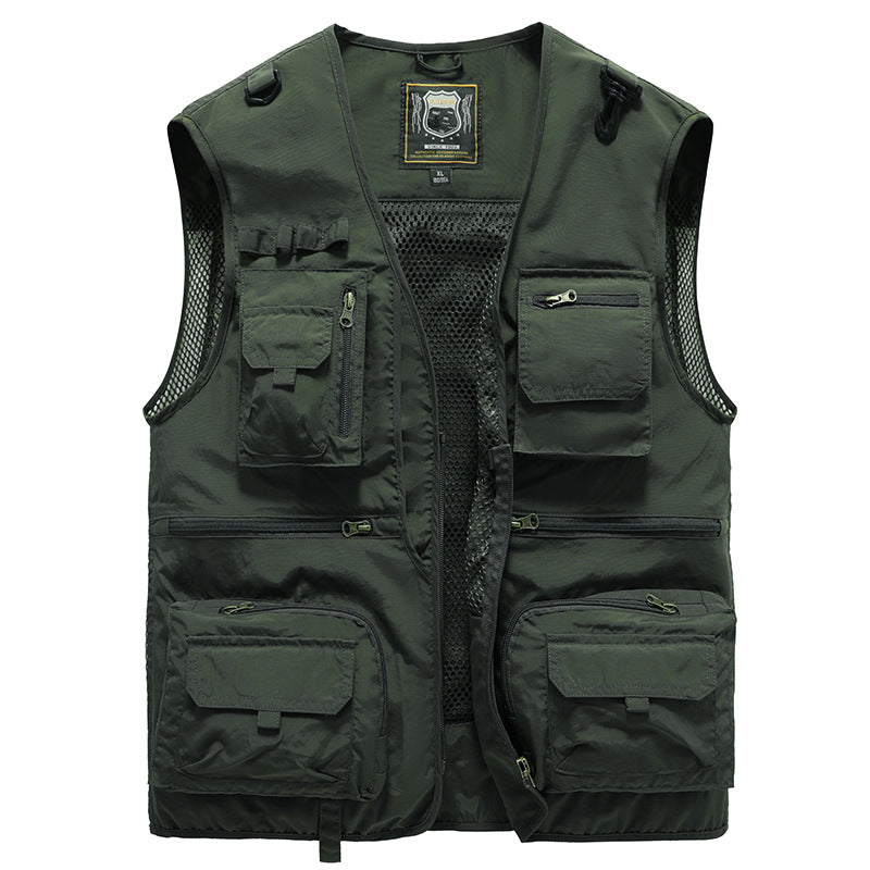 14 Pockets Summer New Men US Tactical Hiking Fishing Vest Men Gym From House Army Green 5XL