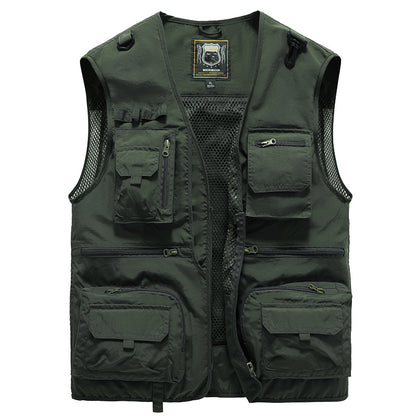 14 Pockets Summer New Men US Tactical Hiking Fishing Vest Men Gym From House Army Green 5XL