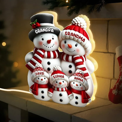 Cute Snowman Family Acrylic Night Light Ai Recorder Gym From House