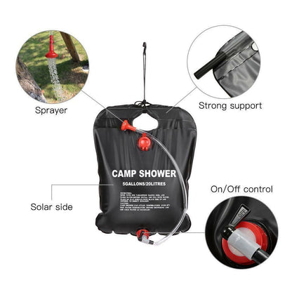 20L Camping Shower Portable Compact Solar Sun Heating Bath Bag Outdoor Travel Outdoor DealSniper.net