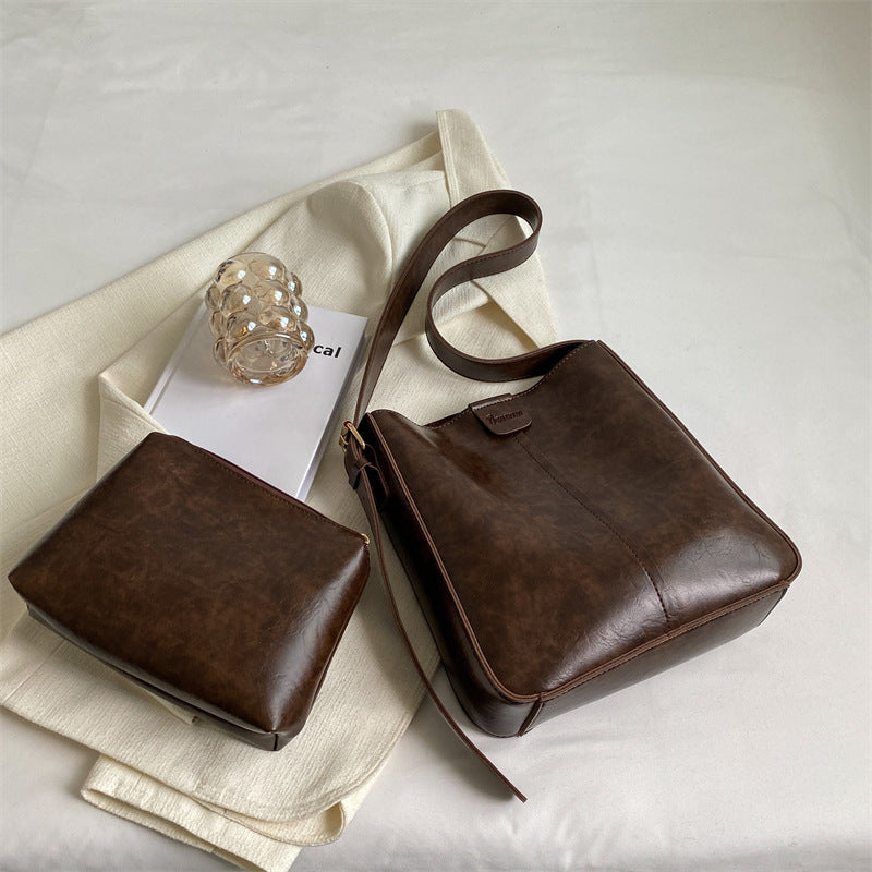 Large-capacity Bucket Fashion Women's Cross-body Bag Women DealSniper.net Coffee Color