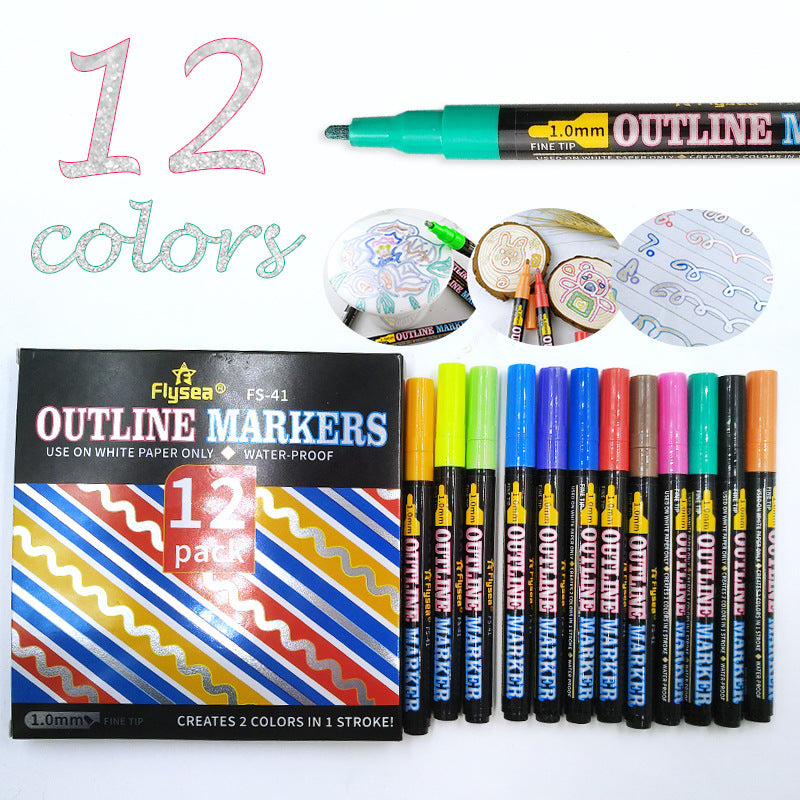 Double Line Pen Color Ledger Pen Dreamlike Outline Hobby dealsniper-net