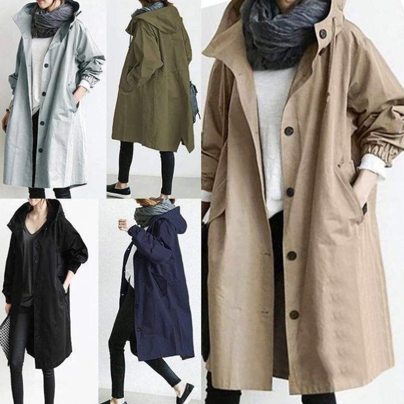Women Windbreaker Jacket Casual Loose Button Pockets Hooded Women Gym From House