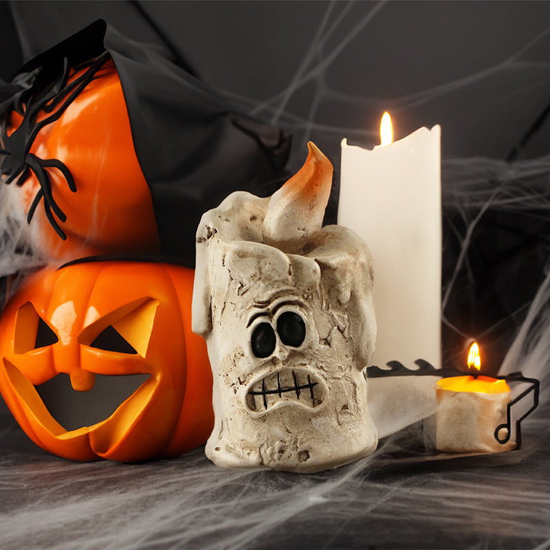 Pumpkin Head Ghost Halloween Scene Decoration Ornaments Holidays DealSniper.net Candle Ornaments