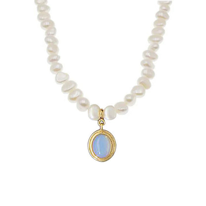 Round Medal Pearl Necklace Irregular Pearl Deals dealsniper-net