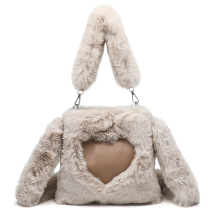 Women Fluffy Shoulder Bag Top-handle Bag Handbag Women dealsniper-net Gray 22x22x4CM